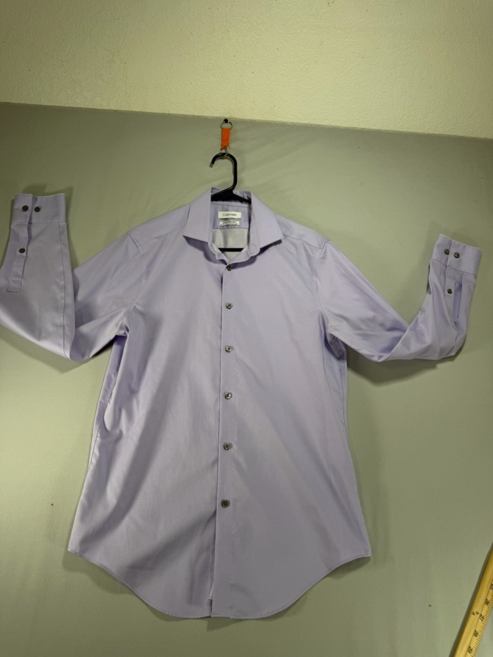 Men’s Calvin Klein Non-Iron Purple L. Sleeve Dress Shirt Size Large